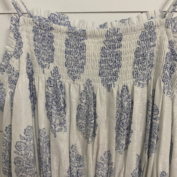 Masalababy New Floral Maxi Sundress w/ Metallic Threading in Blue & White - Picture 12 of 15